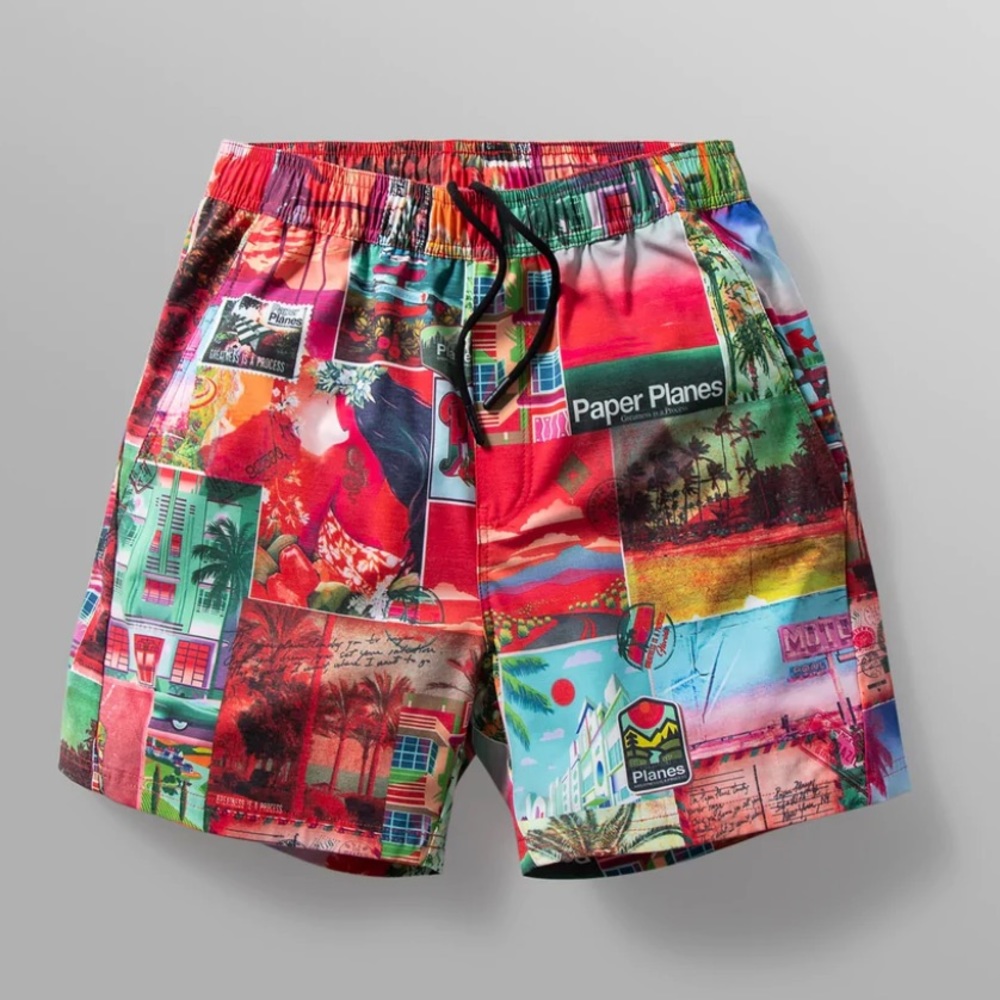NWT paper plane swim trunks